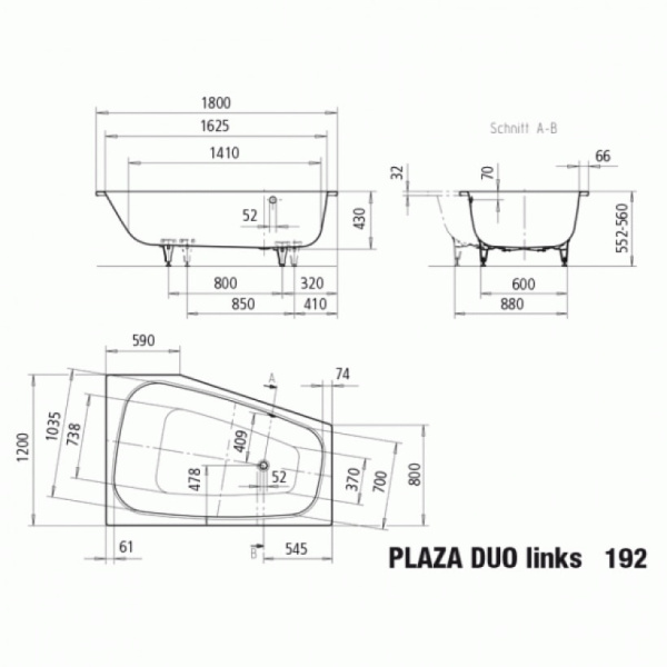 Ванна стальная (180x120) Kaldewei PLAZA DUO 237000010001